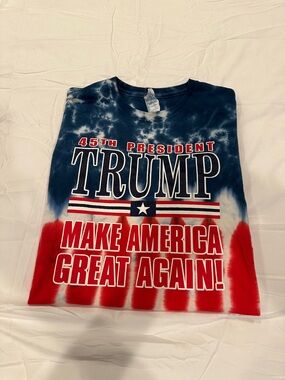 Patriotic Tie-Dye 'Trump Make America Great Again' Tee - Blue, Red, White Mens L